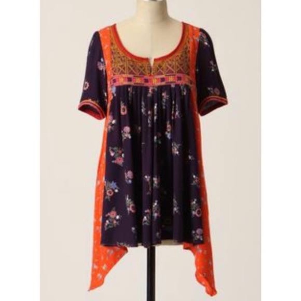 Anthropologie Floreat Coastal Kingdom floral tunic